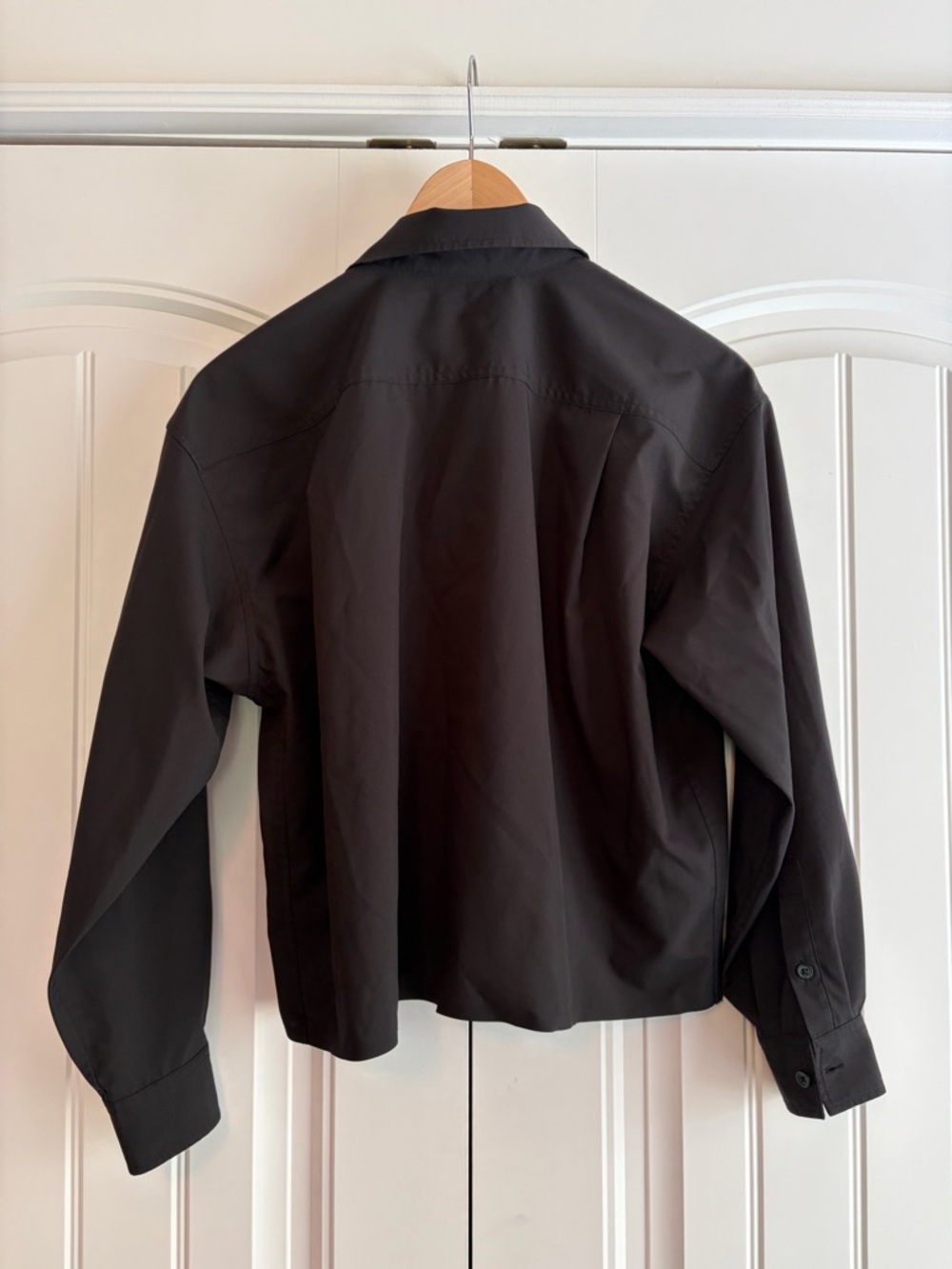 Athleta Cropped Stretch Tech Top Women's Size XS Black Button Down Long Sleeves - Picture 6 of 11